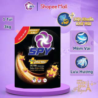 (New) Nước giặt xả SPY Ultra Clean Plus 3kg khử mùi diệt khuẩn lưu hương lâu