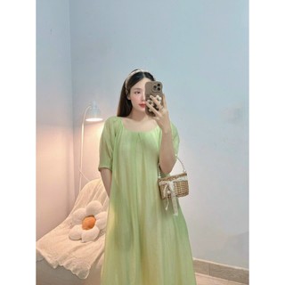 ĐẦM MAXI CỔ TRÒN PHỐI TAY LỠ