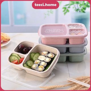 Hộp giữ nhiệt đựng cơm ăn trưa văn phòng trường học màu lúa mạch 3 ngăn lớn có nắp đậy kín teeci u200