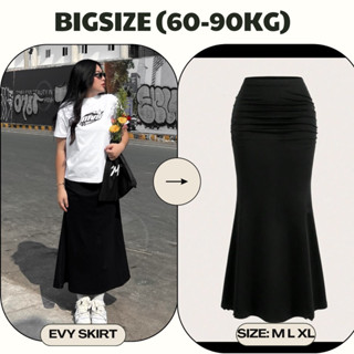 Chân váy dài đuôi cá Bigsize chất thun umi dày dặn EVY SKIRT BLACK