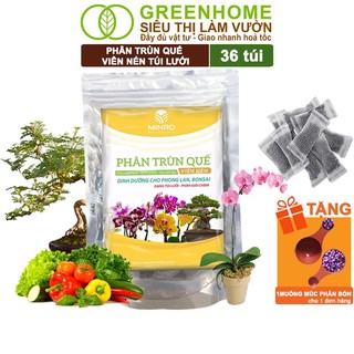 Phân trùn quế viên nén greenhome, lavamix, túi lưới, bao 36 túi, dinh dưỡng hữu cơ, tốt cho lan