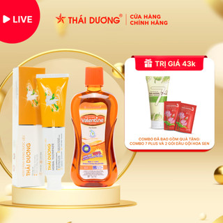  Kem đánh răng Thái Dương và Nước súc miệng Valentine tặng Combo 7 Plus 50ml và 2 gói hoa sen