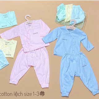 Bộ quần áo dài tay khuy chéo cho trẻ sơ sinh, Chất liệu cotton đáp đũng mềm mại thấm mồ hôi, cho bé từ 3 -9kg
