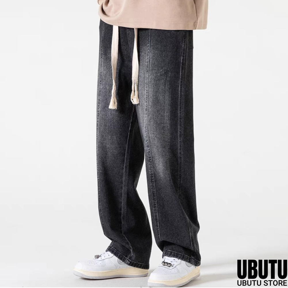 Quần Jean Ống Rộng Nam Nữ Unisex Wash Black Grey Hàng Cao Cấp - UBTQ01 - UBUTU STORE