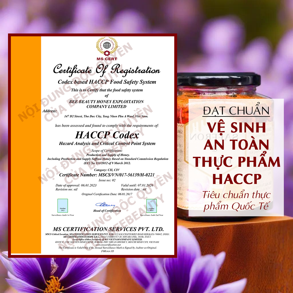 Saffron ngâm mật ong đông trùng hạ thảo Beebeauty chính hãng 200ml