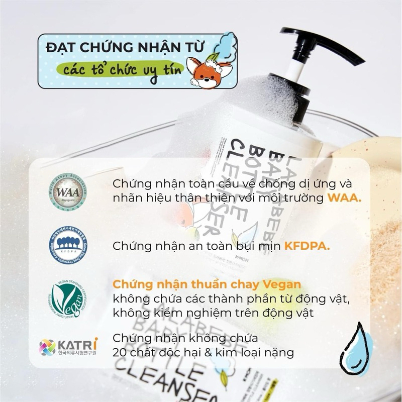 Nước rửa bình hữu cơ K- Mom thuần chay Lalabebe organic