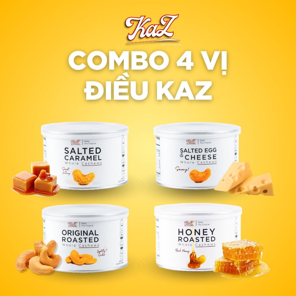 Combo 4 Vị Điều Kaz lon thiếc