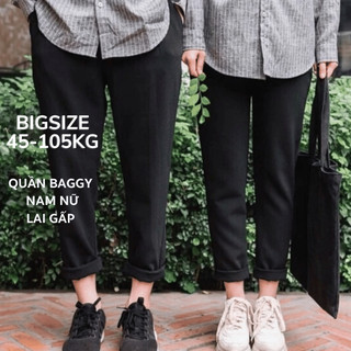 40-105kg Quần Baggy Nam Nữ Bigsize Lưng Thun Co Giãn Thời Trang (Lai Gấp)