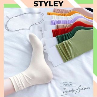 Tất nữ cổ cao chất cotton mỏng thoáng mát, Vớ nữ trơn co dãn tốt phong cách hàn quốc dễ thương phụ kiện thời trang P016