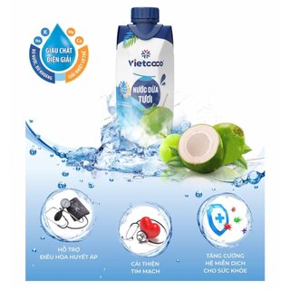 Nước Dừa Tươi UHT Vietcoco ngon ngọt cung cấp nước và chất điện giải bổ dưỡng 330ml