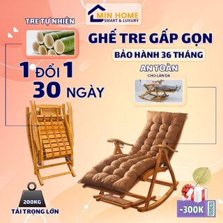 Ghế tre thư giãn bập bênh, ghế tựa lưng gấp gọn thư giãn, ghế bập bênh tre thông minh