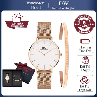 Đồng Hồ Nữ Daniel Wellington Classic Petite Melrose White Size 28mm, 32mm, 36mm, Vòng Tay Cuff Chính Hãng