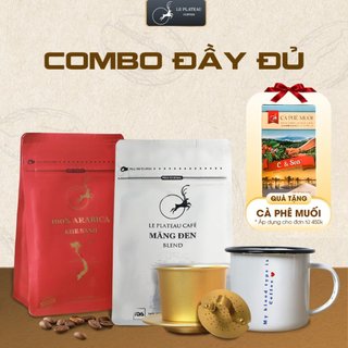 Combo Đầy Đủ, Combo Cà Phê Arabica Khe Sanh, Cà phê Blend Măng Đen, Phin Cà Phê Cao Cấp, Cốc Cà Phê Cao Cấp
