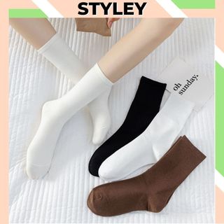 Combo 5 đôi tất nam nữ cổ cao chất cotton co dãn tối đa, Vớ nam nữ phong cách hàn quốc dễ thương baby và cute Styley CB1