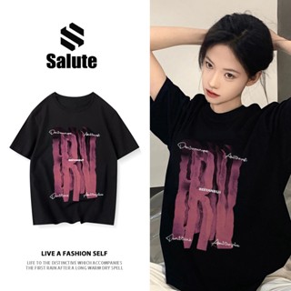 Salute Áo thun local brand unisex form rộng t shirt Đen nam nữ vintage girl phố Y0393
