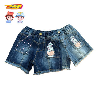 Quần sort jean bé gái, chất jean thun siêu co giãn.
