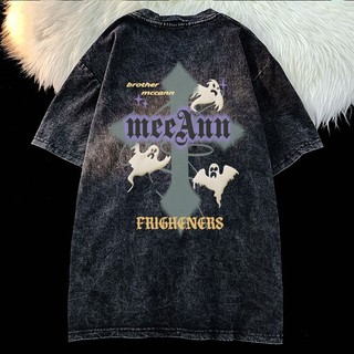 NEMO Áo thun thương hiệu địa phương phong cách Mỹ chéo in cotton unisex ngắn tay áo thun 240309