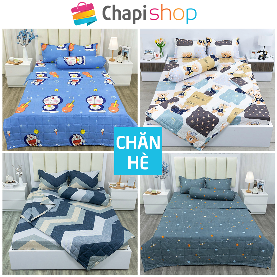 Sét 5 món Chăn hè m2/m4/m6/m8/2m2 - Chăn hè + Ga + Vỏ gối mẫu đẹp - Chăn hè bông tấm