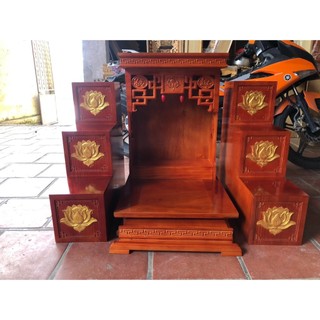 Bục tam cấp kê ban thần tài, khám thần tài,bục tam cấp thiết kế trang trọng dát vàng hoa sen
