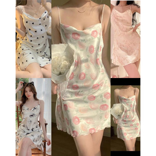 Váy ngủ nữ cổ đổ lụa to hàng quảng châu cao cấp