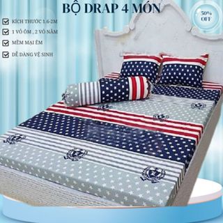  Bộ ga trải giường 1.6-2m cờ mỹ - BỘ GA 4 MÓN KHÔNG CHĂN 