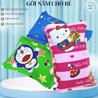  Gối nằm cho bé sơ sinh và trẻ em kèm vỏ áo cotton 25x35cm nhiều kích cỡ size bông gòn Microfiber 