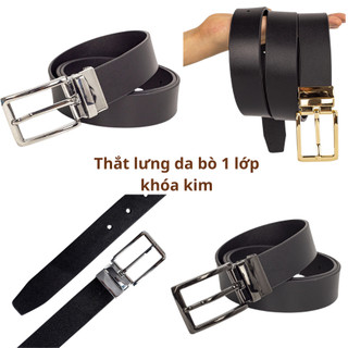 Thắt Lưng Nam Da Bò Thật 1 Lớp Khóa Kim Mẫu 05 - Màu Đen Đuôi Nhọn