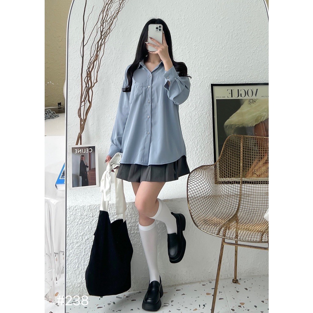 Áo sơ mi nữ cổ đức chất mango fom rộng - Retrostyle- SM00105_P6K11