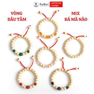 Vòng dâu tằm cho bé mix đá mã não giúp ngủ ngon, chống giật mình, khóc đêm nb80 - phong thuỷ nabei