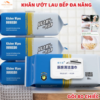 Combo 5 gói khăn giấy ướt lau bếp 80 tờ đa năng giấy uớt vệ sinh nhà bếp, khăn lau đa năng bát đĩa siêu dai an toàn