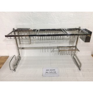 Kệ inox để bát đũa trên chậu rửa thép đen cao cấp - kệ để đồ nhà bếp inox 304    Kích thước sản phẩm 90cm