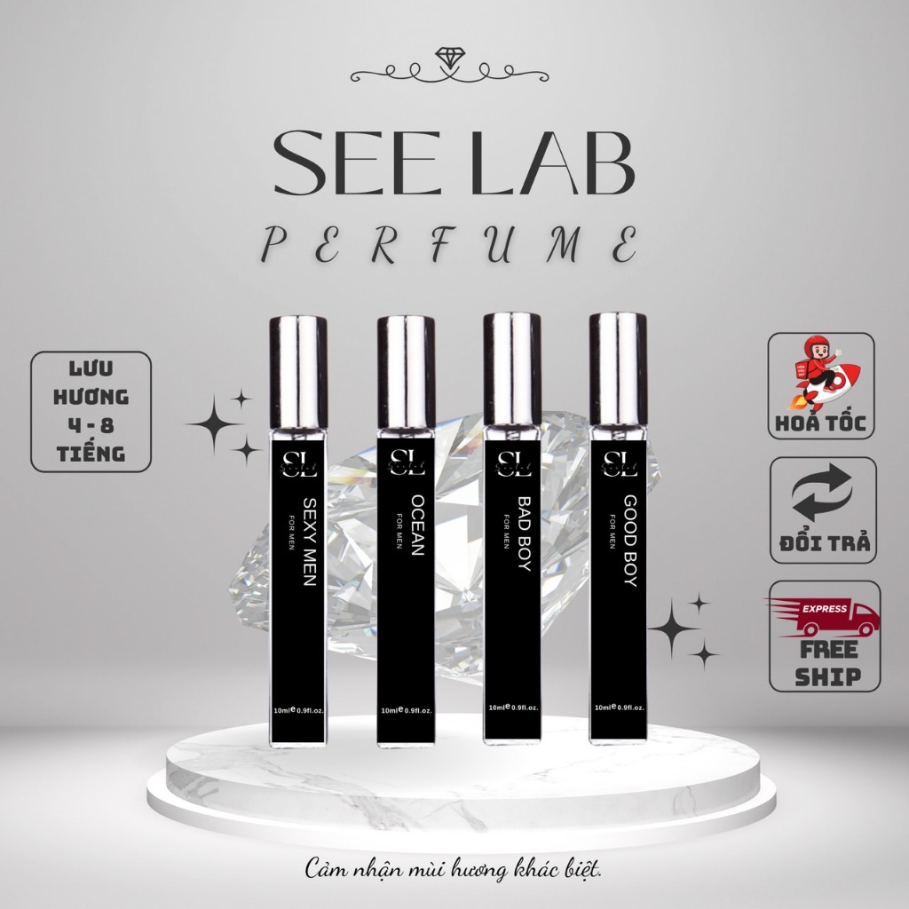 Nước hoa nam Seelab dạng xịt 10ml - Thanh mát, Quyến rũ, Lôi cuốn- Lưu hương từ 4-6 tiếng tuỳ cơ địa thời tiết