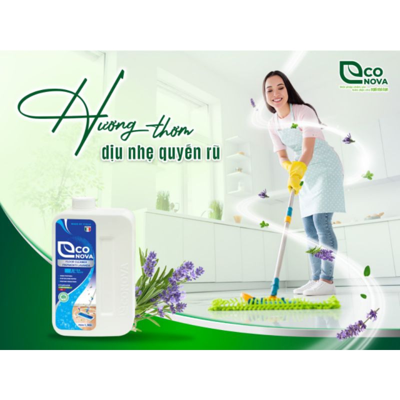 Nước lau sàn oải hương Econova Floor Cleaner Pavimenti Lavanda