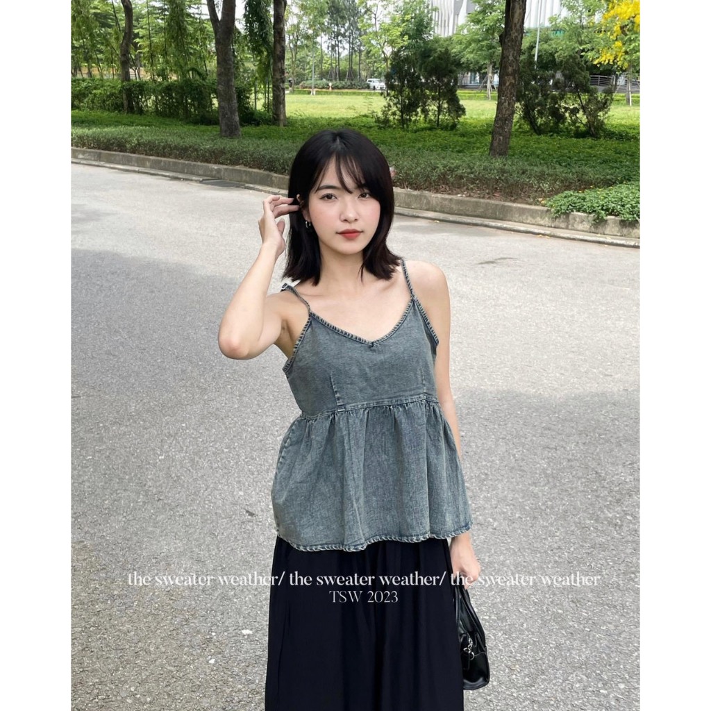 Áo 2 dây baby doll denim có dây chỉnh - Retrostyle - Aobo2s010_P2K1