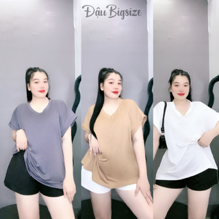 Áo thun Bigsize nữ tay hến cổ tim, Áo Kiểu chất vải cotton mát form áo rộng dành cho nàng chuppy A60