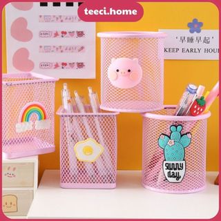Hũ Giỏ Đựng Bút Ống Đựng Bút Kim Loại Lưới Hồng Công Chúa Đồ Dùng Cá Nhân Văn Phòng Trang Trí Bàn TEECI U215
