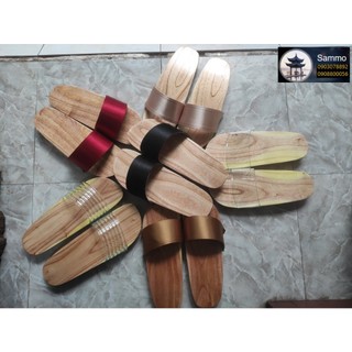 Guốc Gỗ Mộc Nam Nữ Quai Lụa Nhiều Màu ( Có đóng thêm đế cao su )