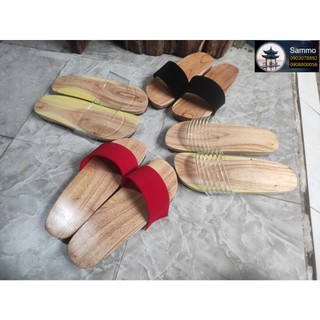 Guốc Gỗ Mộc Nam Nữ Quai Nhung 2 Lớp ( Có đóng thêm đế cao su )