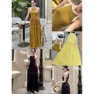 Đầm thun ba lỗ viền trắng