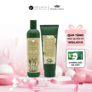 Cặp dầu gội xả tóc thảo dược Weilaiya gừng hà thủ ô giúp dưỡng đen và kích thích mọc tóc NEW