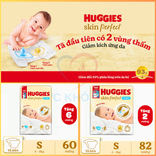 Tã dán sơ sinh huggies skin perfect size s 54+6 và s 80+2 miếng/gói dành cho bé 4-8kg