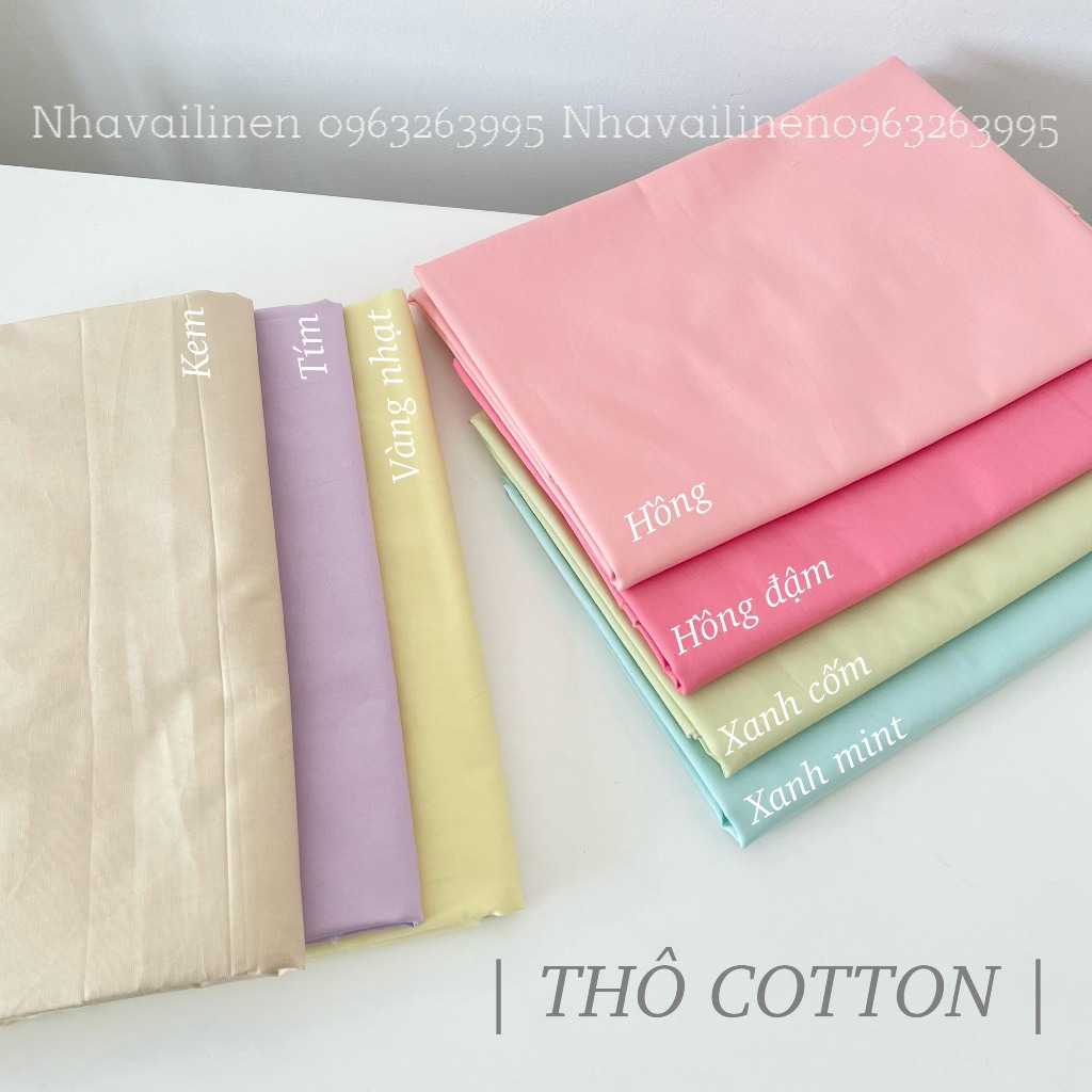 Vải Thô Cotton Nhiều Màu Pastel Chất Liệu Cao Cấp Mềm Mại Thoáng Mát An Toàn Cho Da Nhạy - Nhà Vải Linen