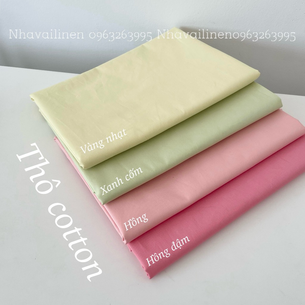 Vải Thô Cotton Nhiều Màu Pastel Chất Liệu Cao Cấp Mềm Mại Thoáng Mát An Toàn Cho Da Nhạy - Nhà Vải Linen