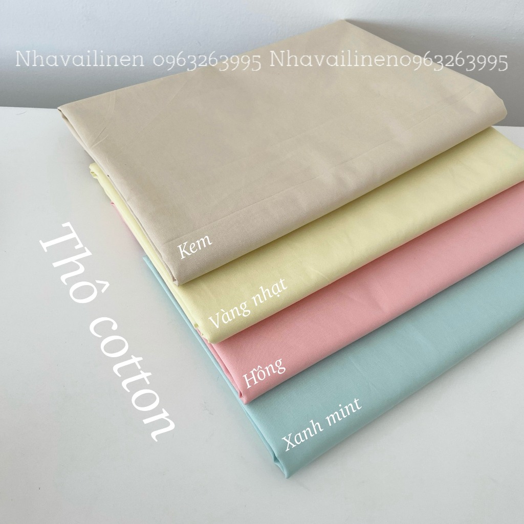 Vải Thô Cotton Nhiều Màu Pastel Chất Liệu Cao Cấp Mềm Mại Thoáng Mát An Toàn Cho Da Nhạy - Nhà Vải Linen