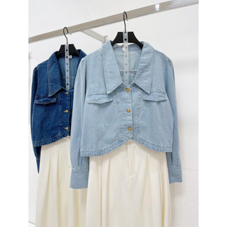AfterBefore | Áo Denim Crop Top Tay Dài