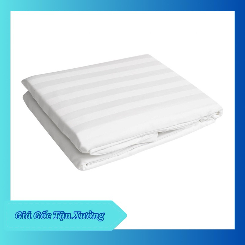 🔰 HÀNG GIÁ SỈ 🔰  Vỏ chăn cotton trắng sọc T300 cho khách sạn đủ kích thước 1m8/2m2/2m4 x 2m