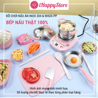 [Hàng Đẹp] Bộ Đồ Chơi Nấu Ăn THẬT Cho Bé 38 Chi Tiết Mini Inox 304 - iHappyStore