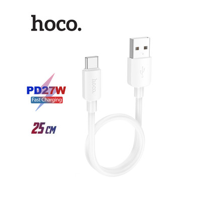 Cáp sạc nhanh PD27W USB to Type-C Hoco X96 truyền dữ liệu, dây dẻo siêu bền, dùng cho Android, dài 25cm