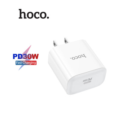 Củ sạc nhanh PD30W 1 cổng Type-C Hoco C76 Pro tương thích nhiều thiết bị, chất liệu PC+ABS chống cháy, chân dẹt