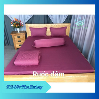 Bộ Chăn Ga Thun Lạnh Hàn Quốc Trơn Nhiều Màu 5 món